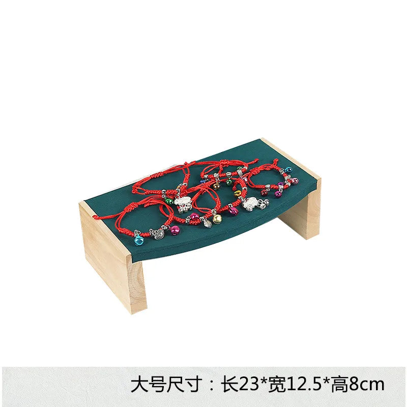 Solid Wood Jewelry Display Stand Tea Table Bracelet Necklace Stool Ornament Rack Three Piece Set Academic Style Crafted