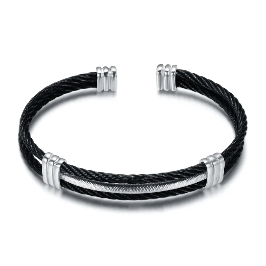 hip-hop color block stripe titanium steel plating men's bangle