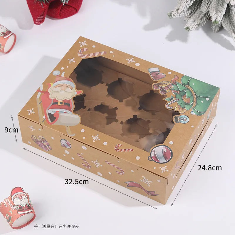 Creative Window Opening Transparent Christmas Baking Pastry Cupcake Packaging Box For Cakes Pastries And Gifts
