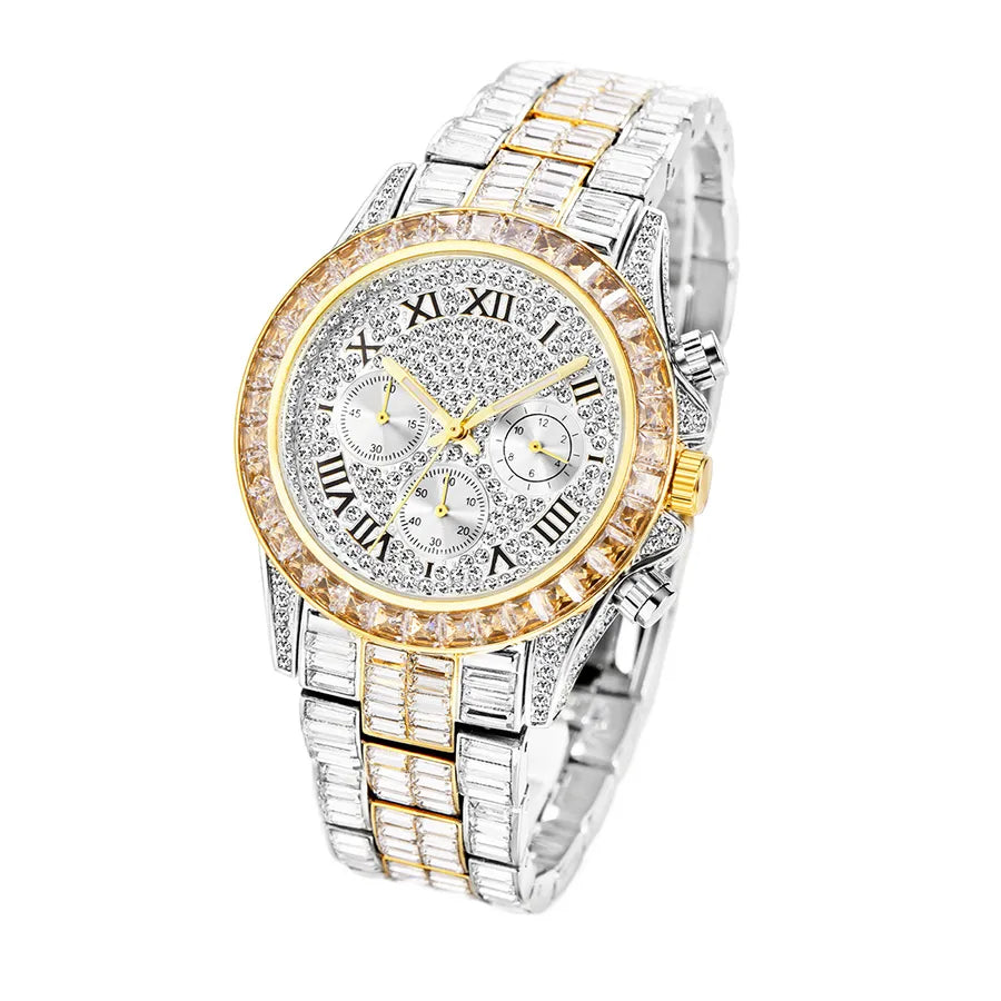 Glam Shiny Solid Color Butterfly Double Snap Quartz Watch Men's Watches