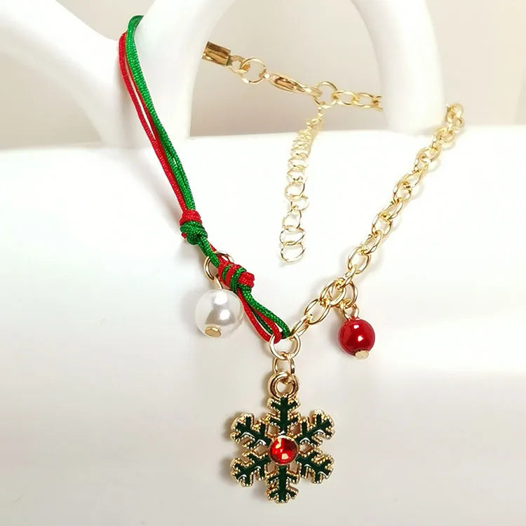 fashion santa claus snowman elk alloy pearl plating women's bracelets 1 piece