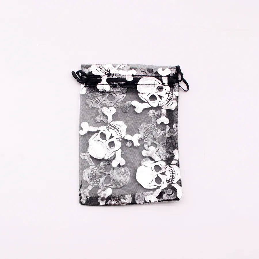 Halloween Candy Storage Bag Drawstring Golden Embossed Spider Web Jewelry Bag Gift For Halloween Cloth Material