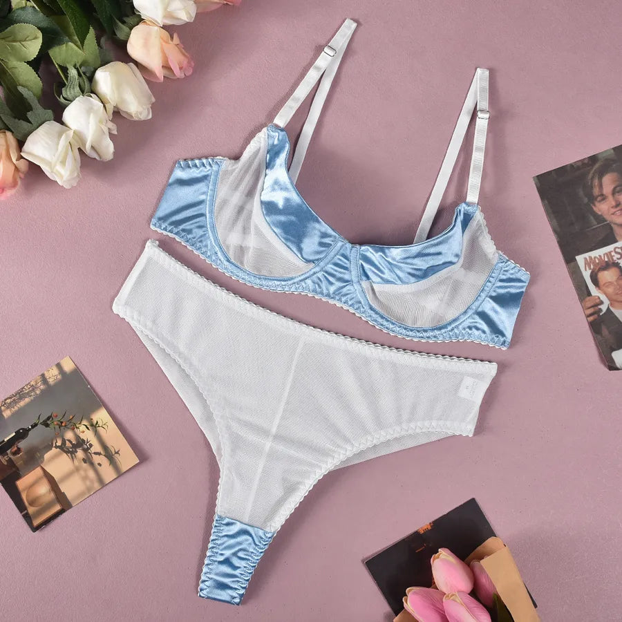 Women's Lady Sexy Flower Sexy Lingerie Sets Date Honeymoon Wireless Bra Mid Waist Sexy Lingerie