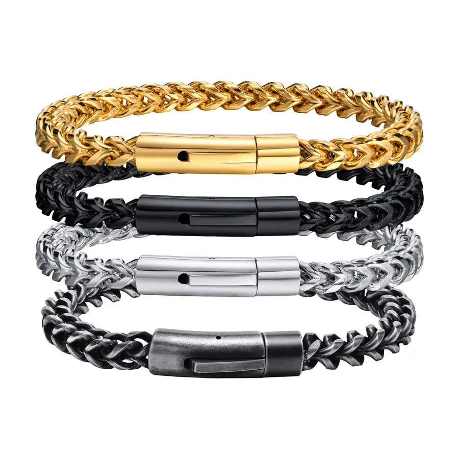 simple style solid color stainless steel bracelets