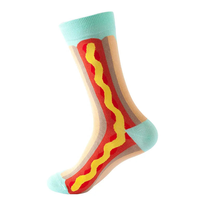 unisex casual cartoon nylon cotton jacquard crew socks 1 set