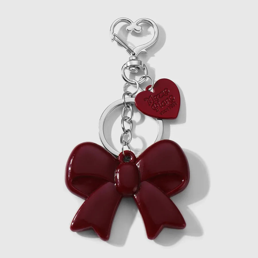 Sweet Cool Style Heart Shape Bow Knot Dice Arylic Women's Keychain