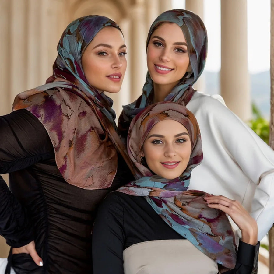 Women's Simple Style Printing Chiffon Printing Scarf Kerchief