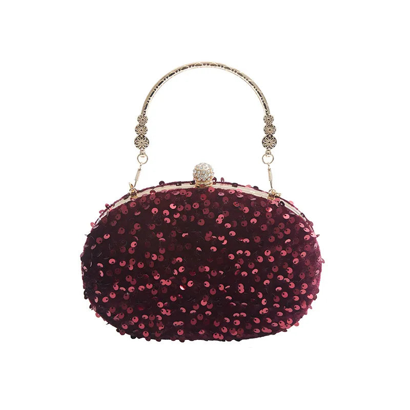 Style One Gold Style One Color Style 1 green Sequin Geometric Sequins Oval Shell Evening Bags