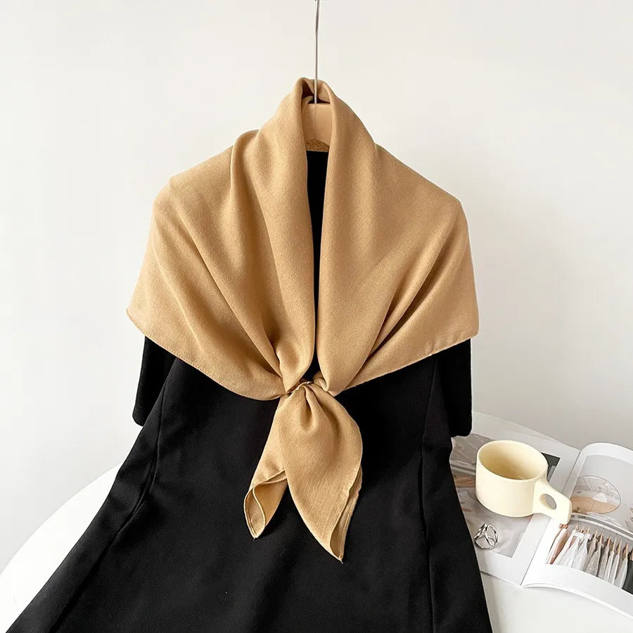 Women's Elegant Simple Style Solid Color Imitation cotton and linen Silk Scarf