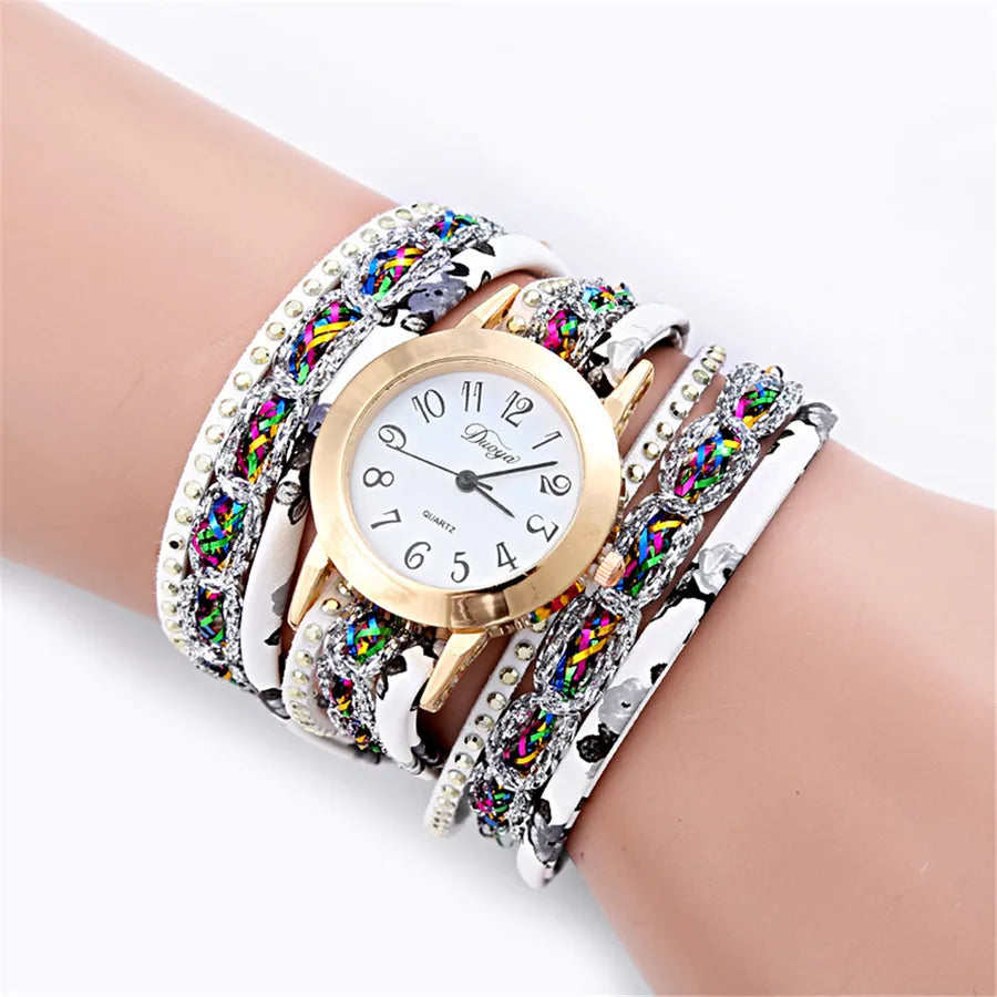 retro colorful single folding buckle quartz women's watches