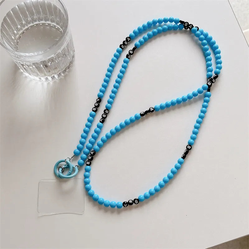Handmade Short Pearl Letter Phone Case Chain New Butterfly Knot Diy Women's Chain Accessories Elegant Simplicity Mobile Cover