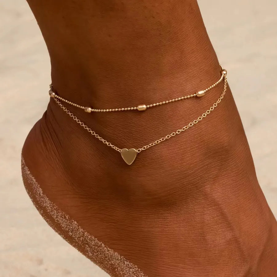 Bohemian Beach Style Distinctive Foot Decoration Simple Metal Turquoise Rice Beads Rhinestone Soft Pottery Multi-Style Foot Chain
