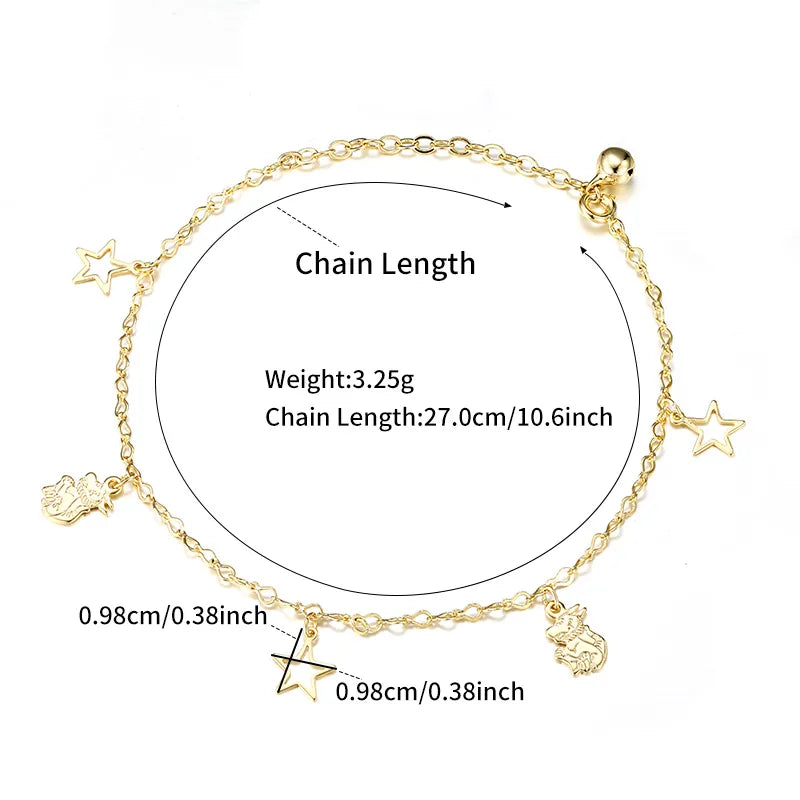 Wholesale Jewelry Elegant Lady Simple Style Star Alloy 18K Gold Plated Plating Anklet