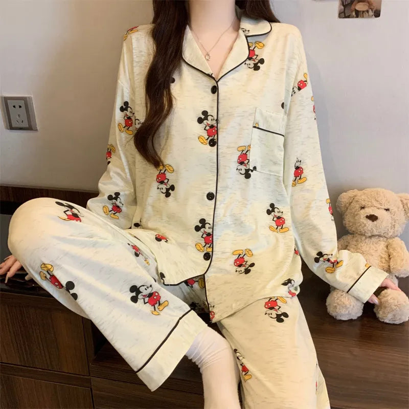 Purple Heart Sweet Style Women's Sleepwear Long Sleeve Home Clothes Spring Autumn High Sensation Dormitory Outdoor Wear Set