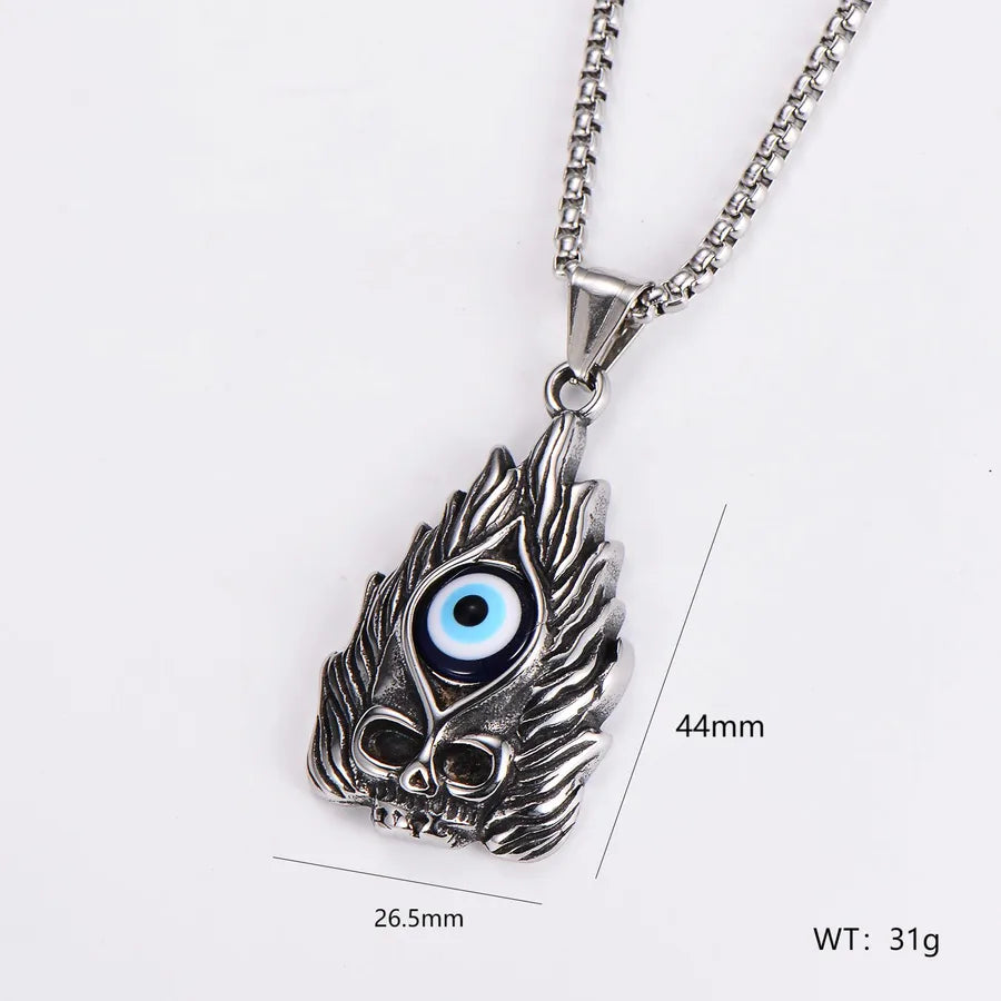 Wholesale Jewelry Retro Punk Round 304 Stainless Steel Pendant Necklace box chain