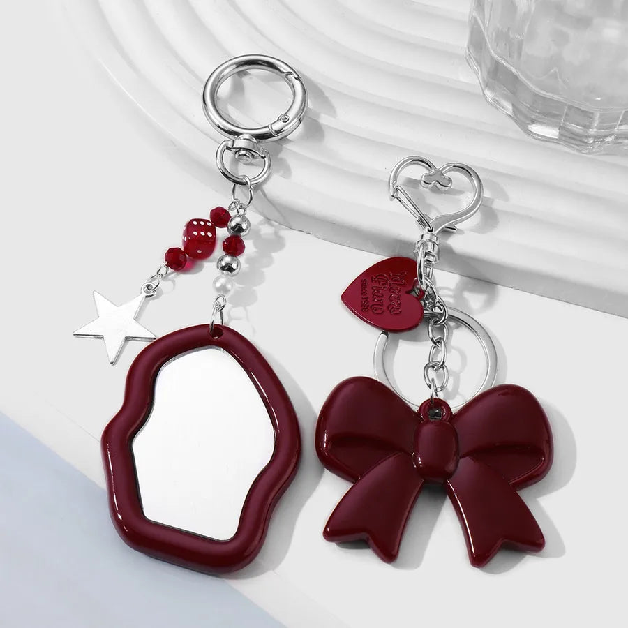 Sweet Cool Style Heart Shape Bow Knot Dice Arylic Women's Keychain