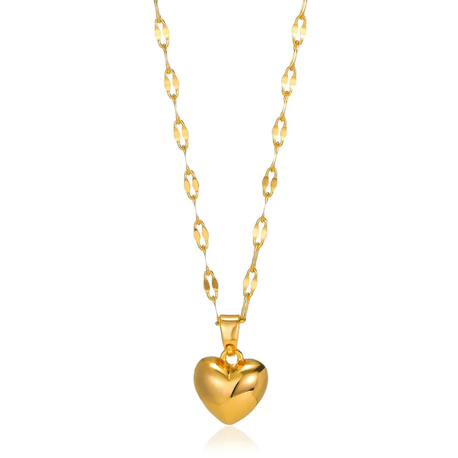 Wholesale Jewelry Elegant Modern Style Heart Shape 304 Stainless Steel Plating cable chain Pendant Necklace