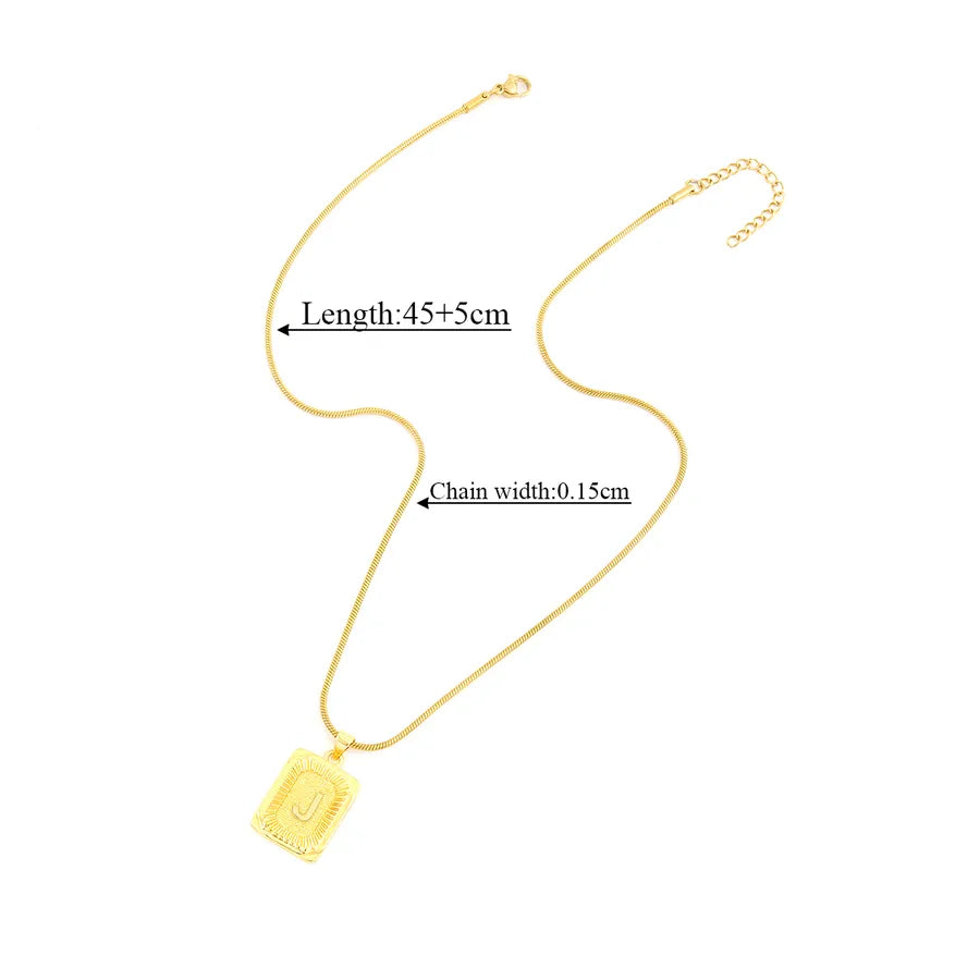 Wholesale Jewelry Elegant Simple Style Classic Style Letter Rectangle 201 Stainless Steel 304 Stainless Steel snake chain Pendant Necklace