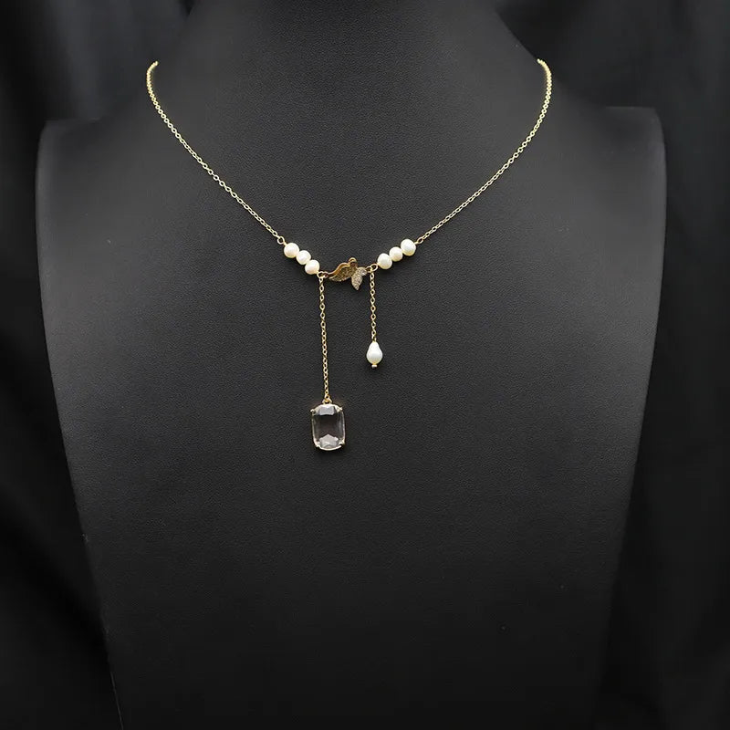 original design heart shape flower freshwater pearl plating 18k gold plated necklace
