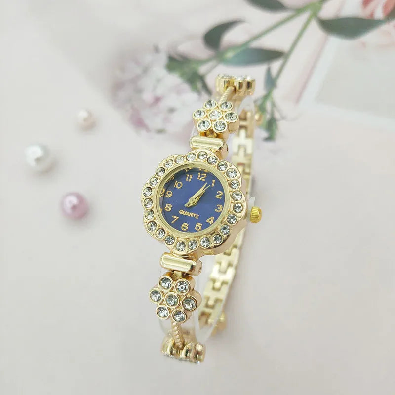 Elegant Flower Single Folding Buckle Quartz Watch Women's Watches