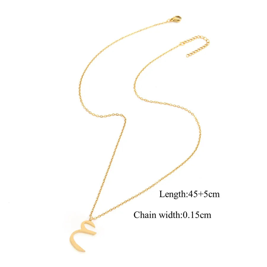Wholesale Jewelry Casual Simple Style Arabic Letters 201 Stainless Steel 304 Stainless Steel cable chain Pendant Necklace