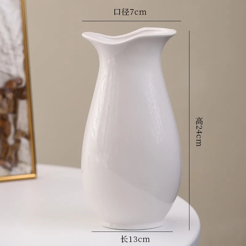 Simple Modern Star Ceramic Vase Ornaments Living Room White Porcelain Fresh Dried Flower Creative Ceramic Flower Set