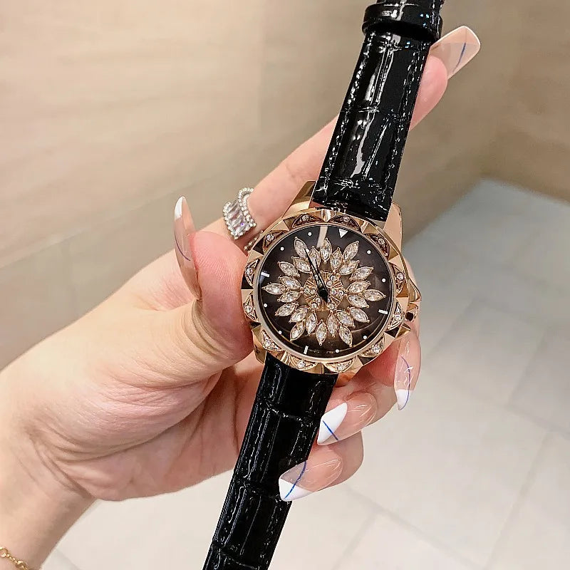 Elegant Simple Style Floral Buckle Quartz Women's Watches