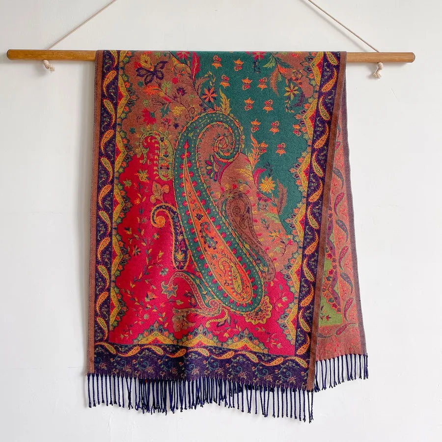 Unisex Ethnic Style Printing Imitation cashmere Tassel Scarf