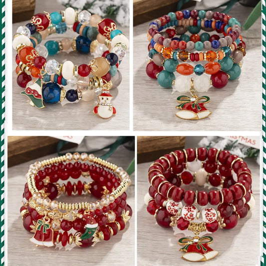Christmas Gift Bohemian Multi-Layer Bead String Jewelry DIY Crystal String Beads Women's Christmas Bracelet
