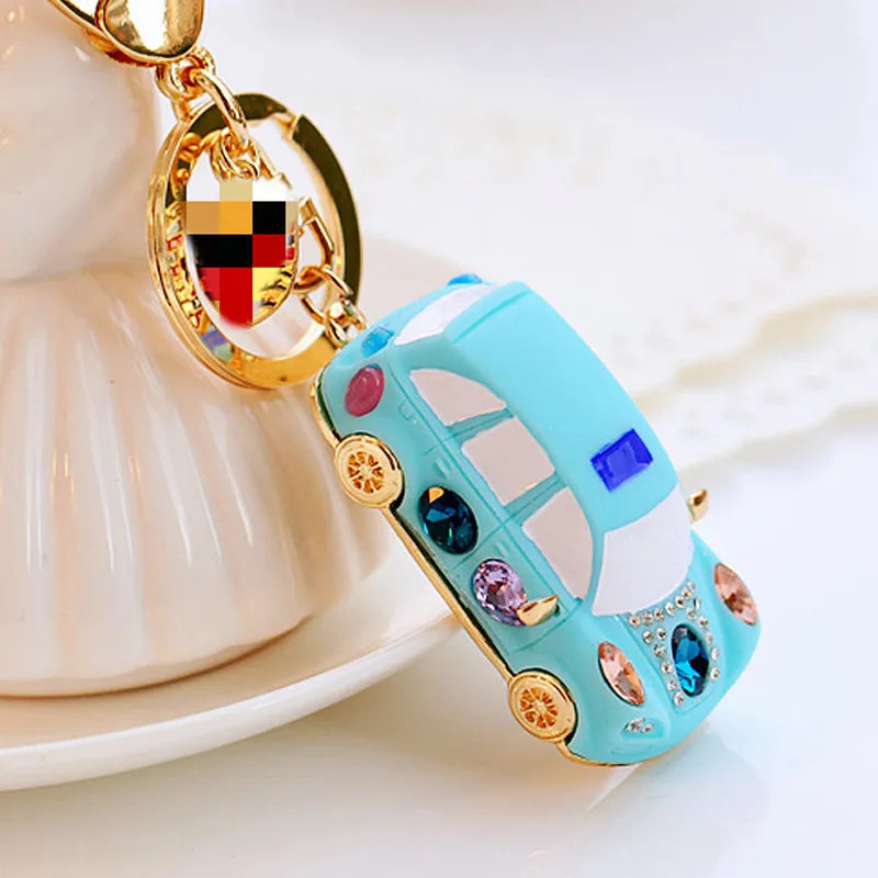 cute car metal diamond women's bag pendant keychain