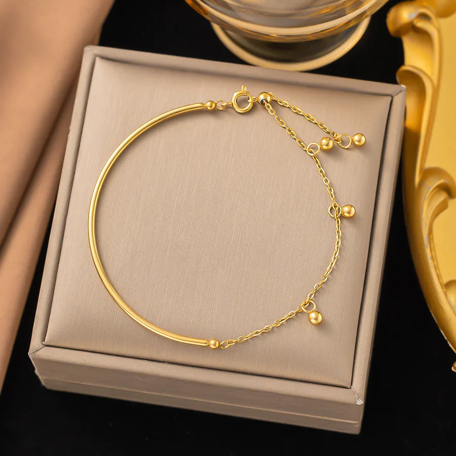 Wholesale Jewelry Elegant Sweet Geometric Heart Shape 304 Stainless Steel Round Plating ball chain cable chain Bracelets Necklace