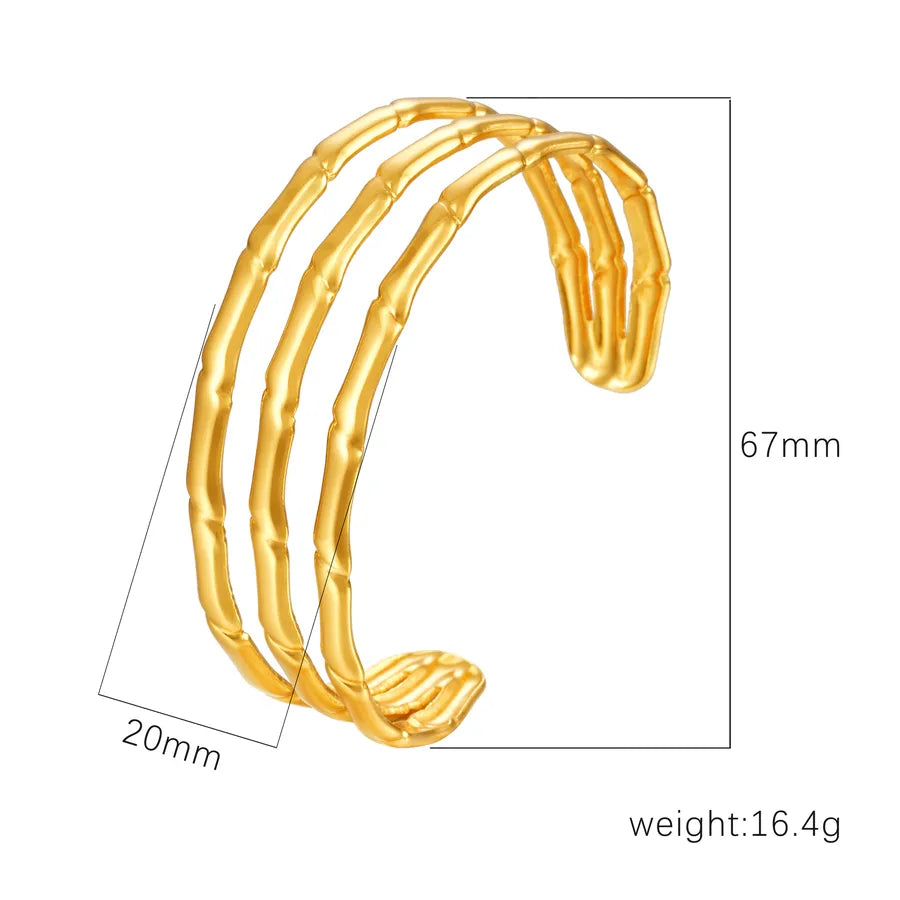 Retro Classic Style C Shape Geometric Flower 304 Stainless Steel Cuff Bracelets Wide Bracelet Bangle In Bulk