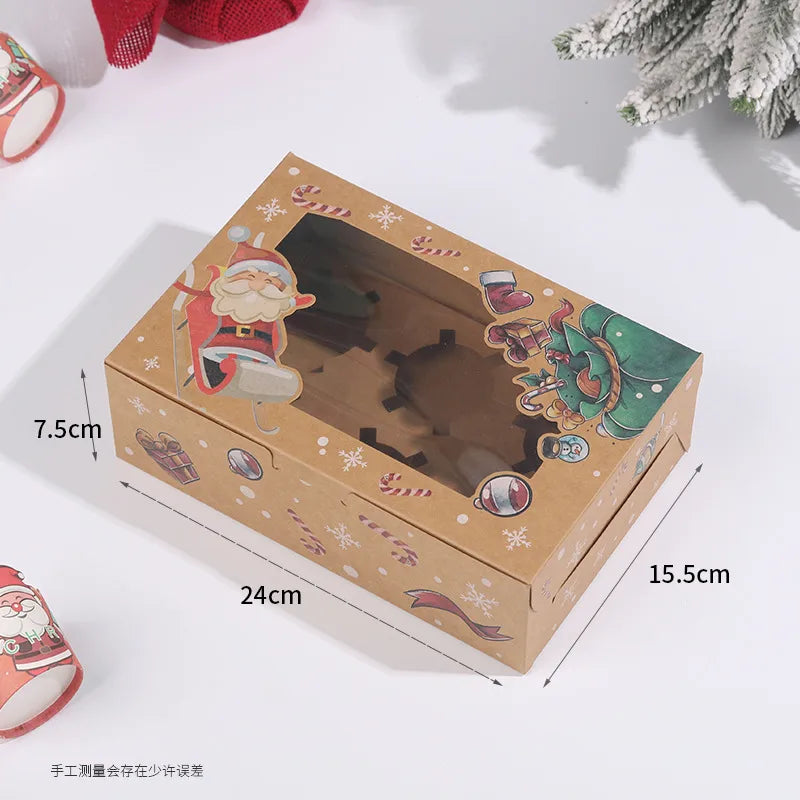 Creative Window Opening Transparent Christmas Baking Pastry Cupcake Packaging Box For Cakes Pastries And Gifts