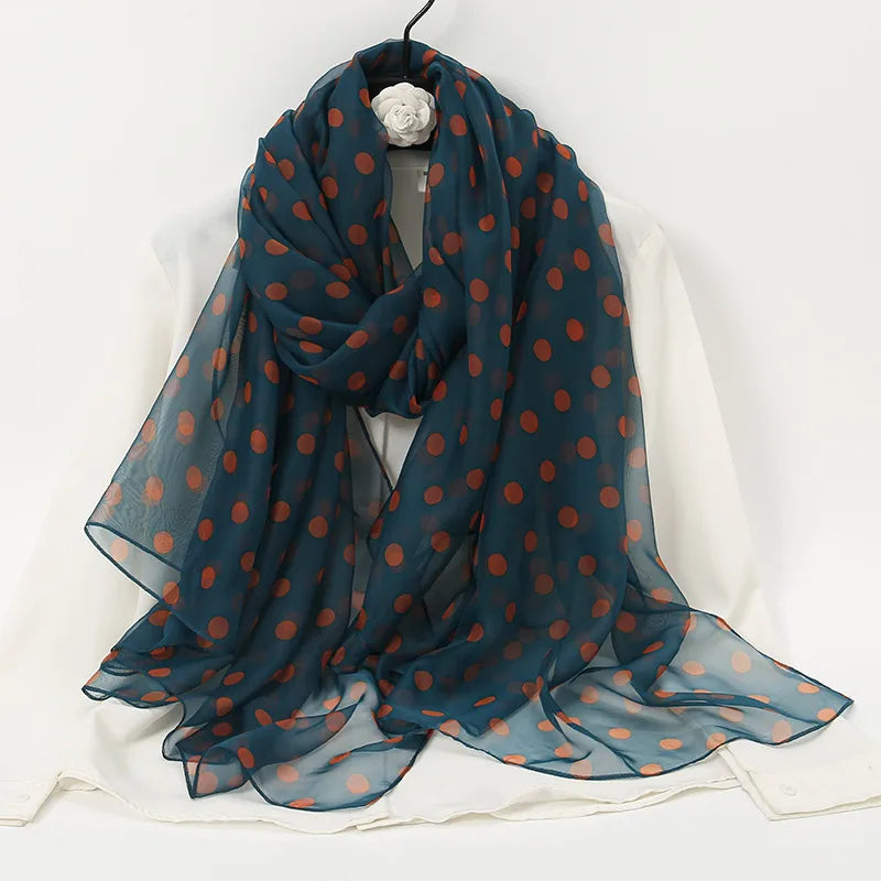 women's elegant lady color block high quality yarn printing silk scarf