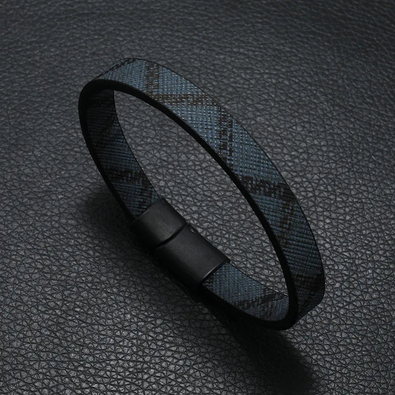 Simple Fashion European and American Style Bracelet Foreign Trade Printed Pattern Stripe Magnetic Buckle Bracelet Yiwu Factory Direct Sales