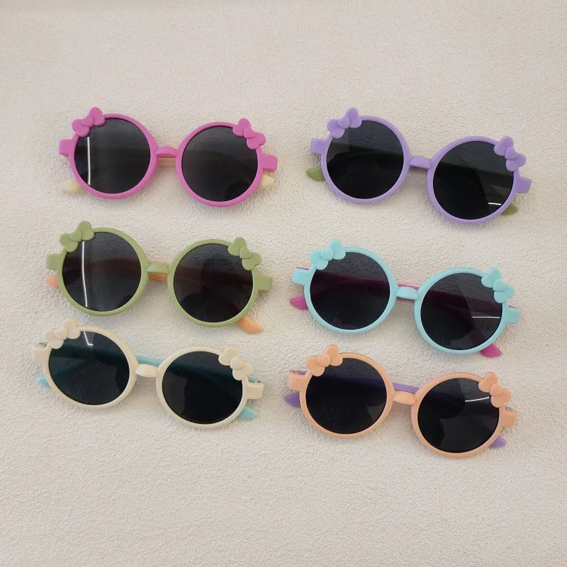 Sweet Simple Style Solid Color Resin Round Frame Full Frame Kids Sunglasses