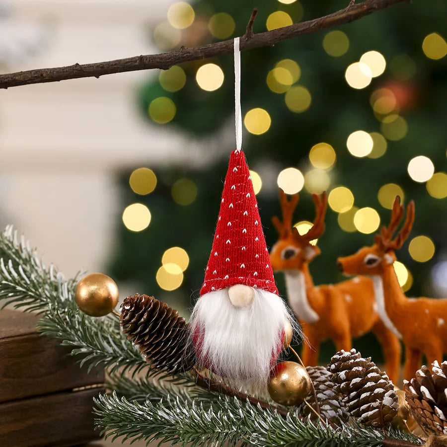 New Christmas Decorations Knitted Red Pendant Faceless Santa Claus Ornament For Christmas Tree American And Cartoon Style