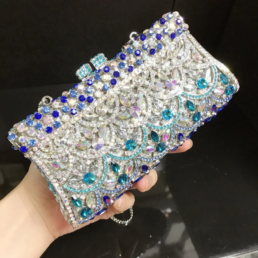Rhinestone Metal Geometric Square Evening Bags