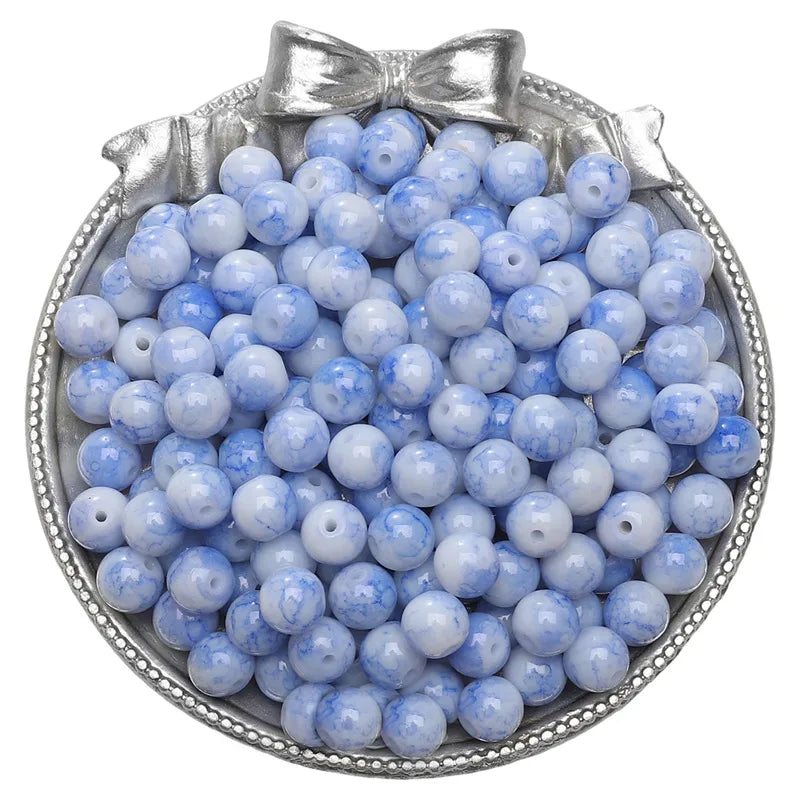 8mm Glass Gradient Porcelain Beads Round Beads Loose Beads DIY Handmade Beaded Bracelet Jewelry Accessories Material Kit Wholesale