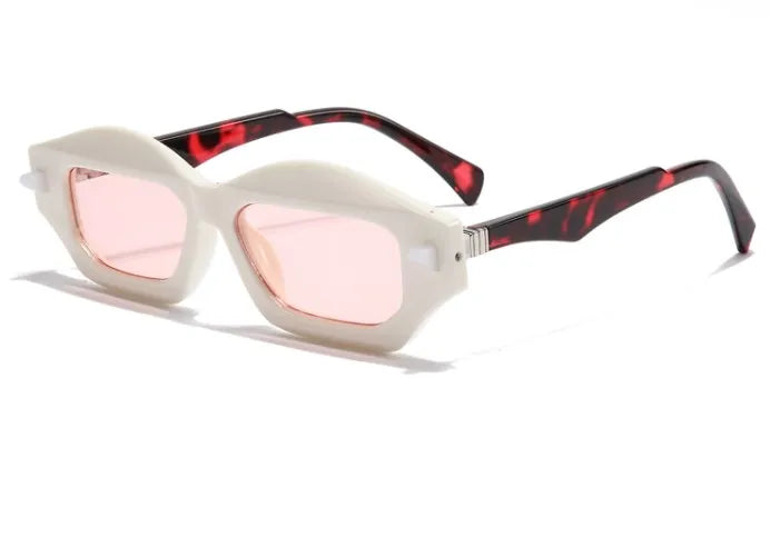 retro color block pc polygon full frame men's sunglasses