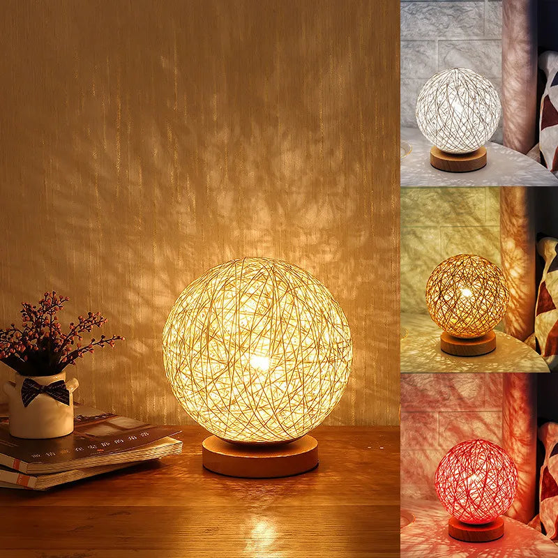 Hemp ball rattan light LED night light desk star light atmosphere light children's gift usb table lamp bedroom bedside lamp