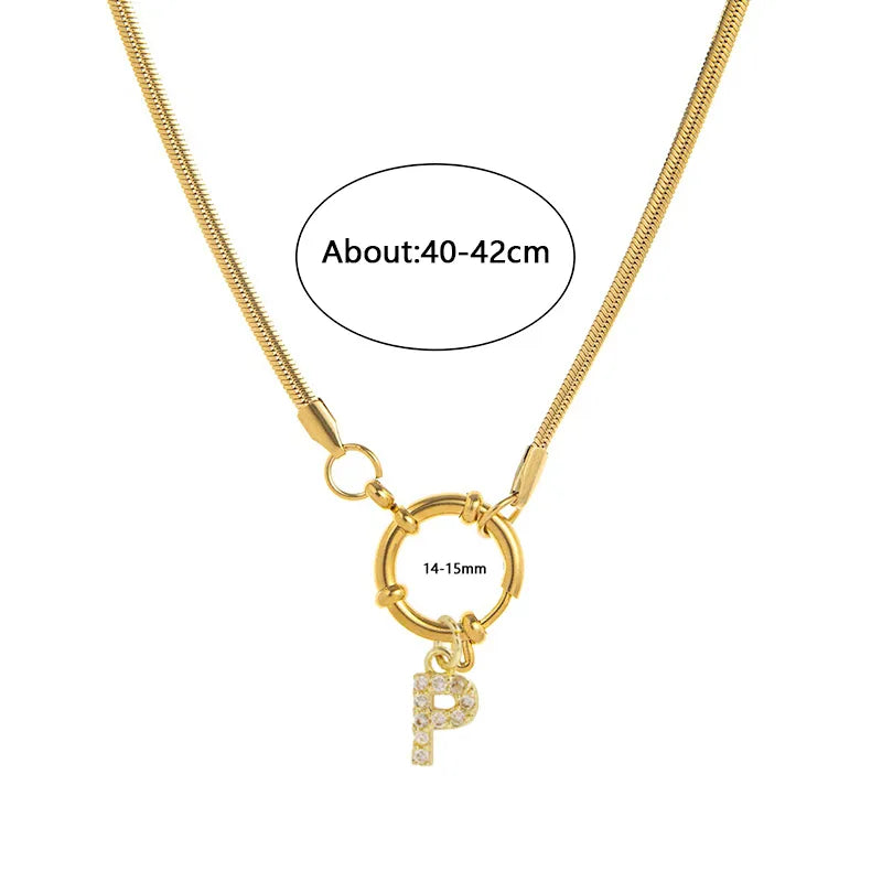 Wholesale Jewelry Vacation Classic Style Pentagram Letter 302 Stainless Steel 18K Gold Plated snake chain Pendant Necklace