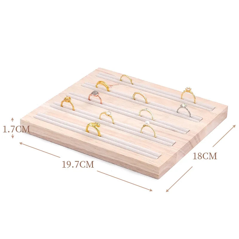 Elegant Wooden Jewelry Display Stand Ring Holder Multi-Functional Luxury Style Square Insert Plate Jewelry Accessory Showcase