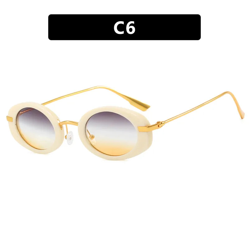 Vacation Simple Style Solid Color Pc Oval Frame Full Frame Women's Sunglasses