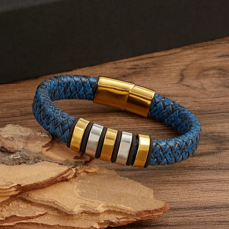 Retro Simple Style Geometric Stainless Steel Men's Bangle