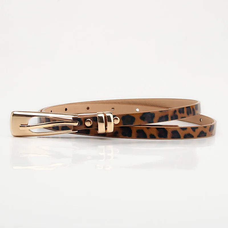fashion solid color pu leather alloy women's leather belts