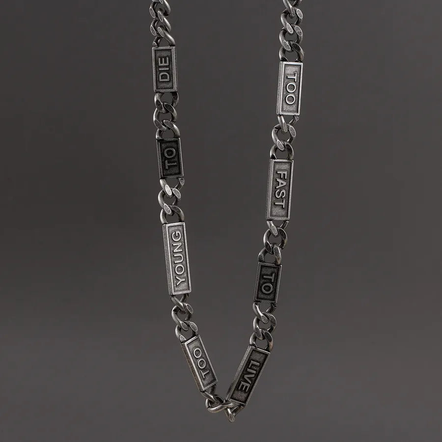 Hip-Hop Retro Cool Style Letter 304 Stainless Steel Polishing Patchwork Plating Silver Plated Men's Necklace