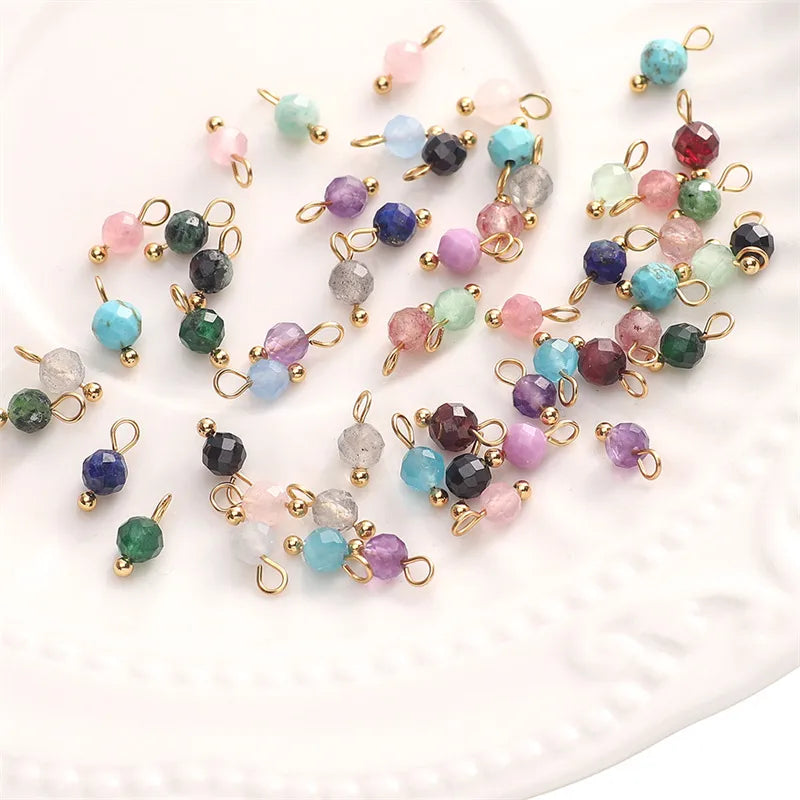 Handmade Natural Stone Pendant Beads Small Drop Earrings Bracelet Necklace Weaving Material Accessories Simple Style Jewelry
