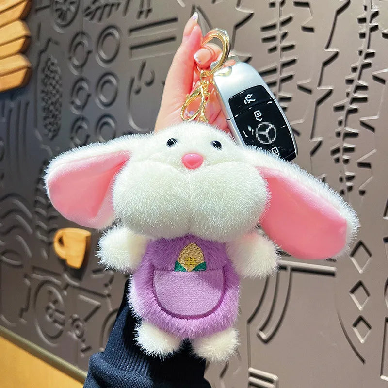 Creative Cartoon Plush Fruit Rabbit Keychain Cute Delicate Bag Pendant Couple Gift Small Soft Toys Earphone Strap