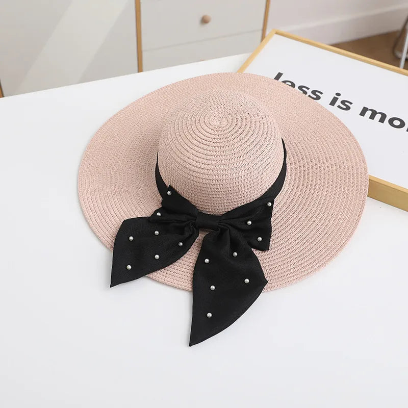 women's simple style classic style color block wide eaves straw hat